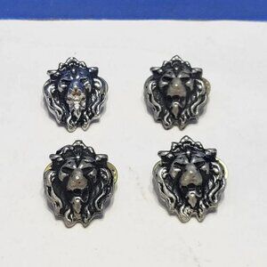 Vintage Silver Metal Lion Head Tie Tack Pins Lot of 4